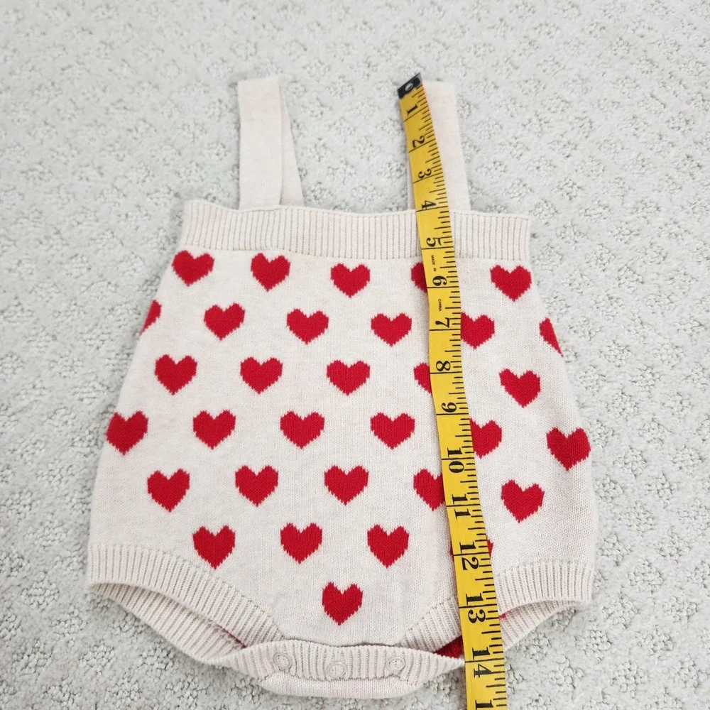 Baby Girl Knit Heart Romper size 3-6M Valentine's Day Sunsuit‎